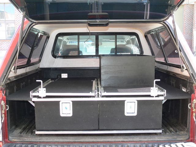 Tradies Ute with two slide out workbenches and toolbox