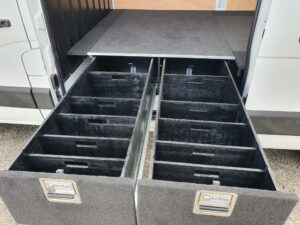 two van side drawers with dividers